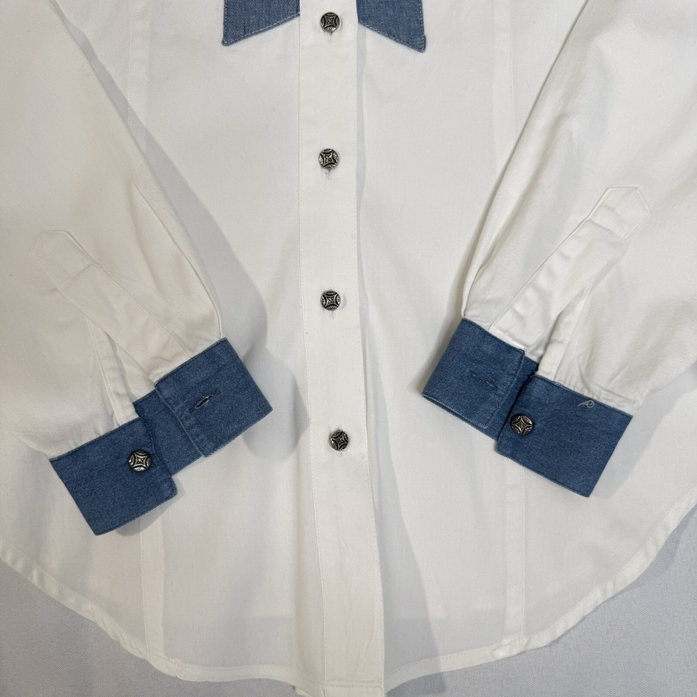 Adobe Rose Western Womens Denim Chambray Button Shirt Western Aztec Southwestern - Picture 2 of 12